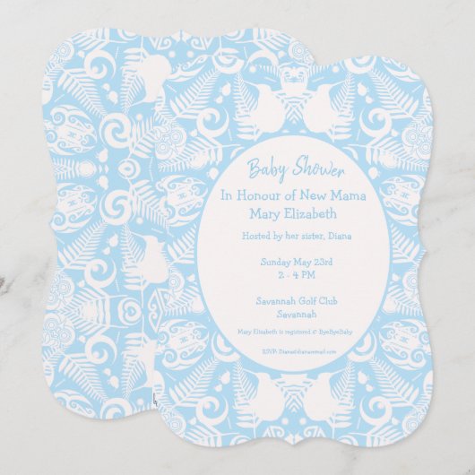 Blue New Zealand Tribal Design Baby shower - Jonge Kaart (Voorkant / Achterkant)