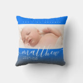 Blue Newborn Baby Foto Glitter Kussen (Achterkant)