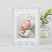 Blue Newborn Birth Photo Collage Baby Boy Aankondiging (Staand voorkant)