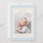 Blue Newborn Birth Photo Collage Baby Boy Aankondiging (Voorkant)