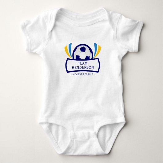 Blue Newest Recruit Custom Soccer Romper (Voorkant)