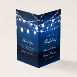 Blue Night and Lights Wedding Folded Program Kaart