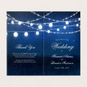Blue Night and Lights Wedding Folded Program Kaart (Buitenkant ongevouwen)
