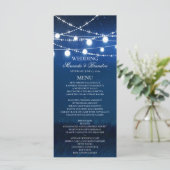 Blue Night and Silver Lights Wedding Menu Kaart (Staand voorkant)