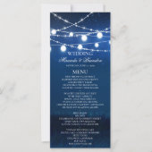 Blue Night and Silver Lights Wedding Menu Kaart (Voorkant)