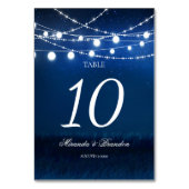 Blue Night and Silver String Lights Wedding Kaart (Voorkant)