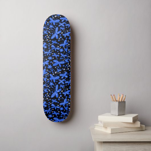 Blue Night Butterflies  Persoonlijk Skateboard (Muurkunst)