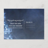 Blue Night in Paris Eiffel Tower Save the Date Aankondigingskaart (Achterkant)