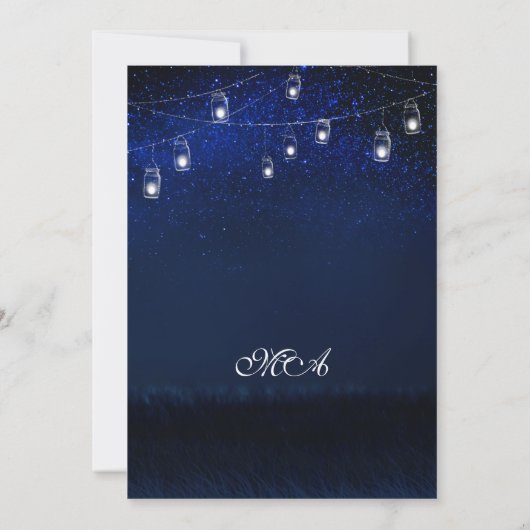 Blue Night Mason Jar String Lights Vrijgezellenfee Kaart (Achterkant)