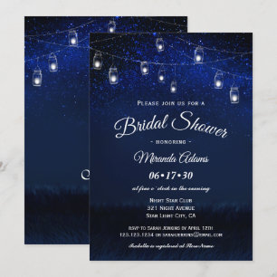 Blue Night Mason Jar String Lights Vrijgezellenfee Kaart