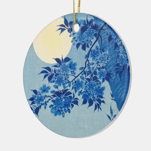 Blue Night Moon Cherry Tree Japans Keramisch Ornament (Links)