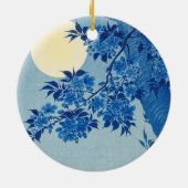 Blue Night Moon Cherry Tree Japans Keramisch Ornament (Achterkant)