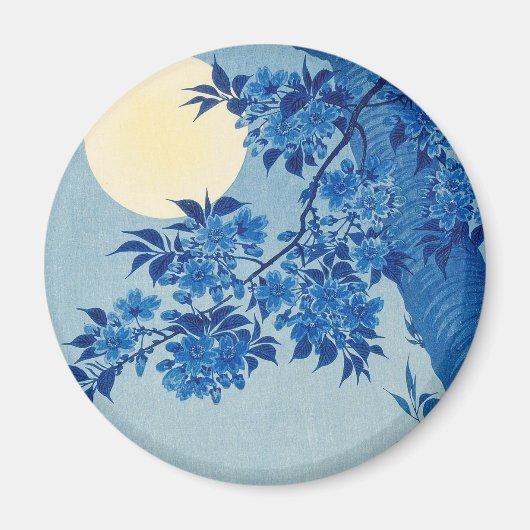 Blue Night Moon Cherry Tree Japans Magneet (Voorkant)