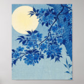 Blue Night Moon Cherry Tree Japans Poster (Voorkant)
