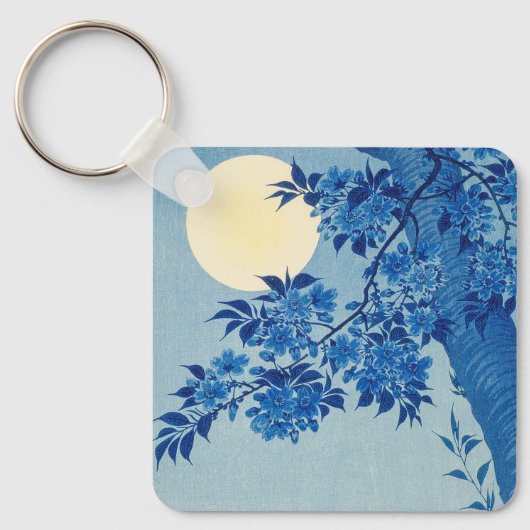 Blue Night Moon Cherry Tree Japans Sleutelhanger (Voorkant)