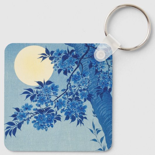 Blue Night Moon Cherry Tree Japans Sleutelhanger (Achterkant)