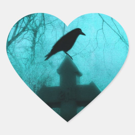 Blue Night Raven Hart Sticker (Voorkant)
