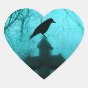 Blue Night Raven Hart Sticker
