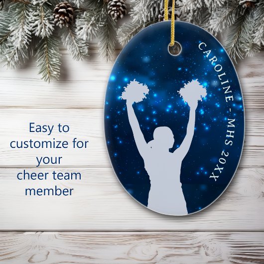 Blue Night Sky Cheer Team Award Keramisch Ornament