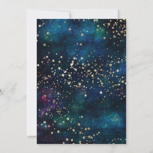 Blue Night Sky met Gold Foil Stars Verjaardagsfees Kaart (Achterkant)