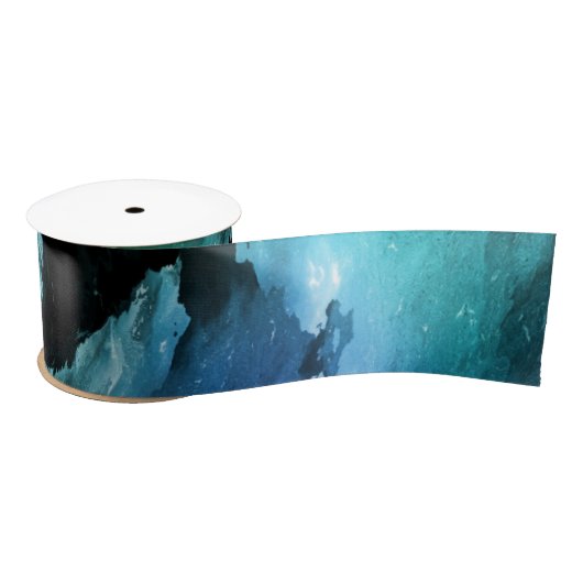 Blue Night sky Ocean Wave Northern Lights Satijnen Lint (Spoel)