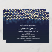 Blue Night Sky String Lights Huwelijksuitnodiging Kaart (Voorkant / Achterkant)