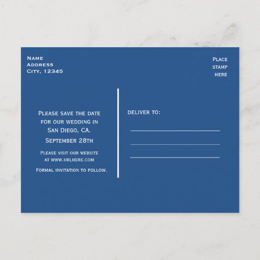 Blue Night Sky String Lights Save Date Briefkaart (Achterkant)