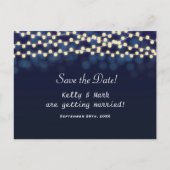 Blue Night Sky String Lights Save Date Briefkaart (Voorkant)