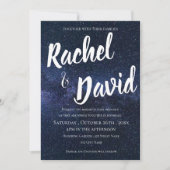 Blue Night Sky Under the Stars Typografie Bruiloft Kaart (Voorkant)