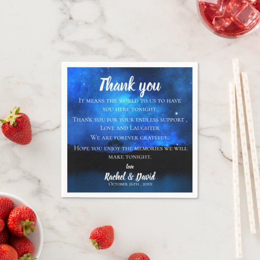 Blue Night Sky Wedding Bedankt bericht Napkins Servet (Insitu)