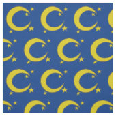 Blue Night Sky Yellow Moon Stars Astronomie Stof (Swatch)
