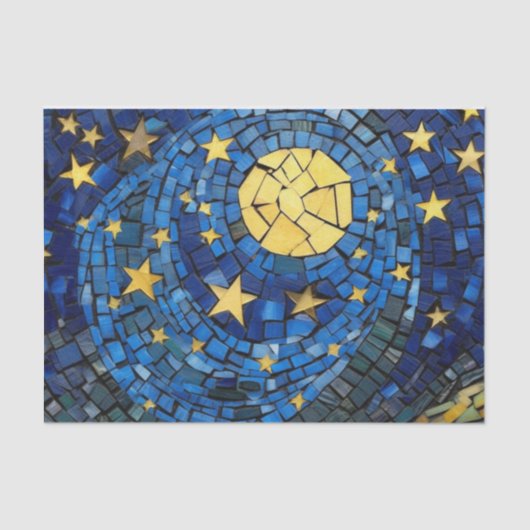 Blue Night Stars Mozaïek Decoupage Tissuepapier (Voorkant)