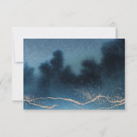 Blue Night Waterverf Landschap RSVP Respons Kaart (Achterkant)