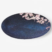 Blue Nightsky Galaxy & Cherry Blossom Verloving Papieren Bordje (Gekanteld)