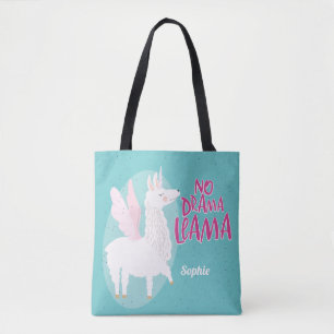Blue No Drama Llama   Unicorn Llama Persoonlijk Tote Bag