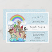 Blue Noah's Ark Baby shower Uitnodiging (Voorkant / Achterkant)