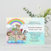 Blue Noah's Ark Baby shower Uitnodiging (Staand voorkant)