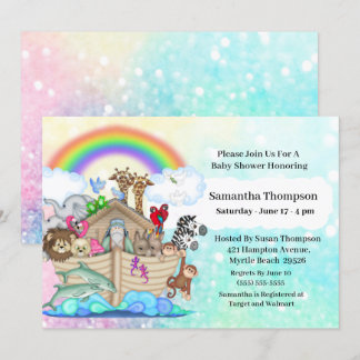 Blue Noah's Ark Baby shower Uitnodiging