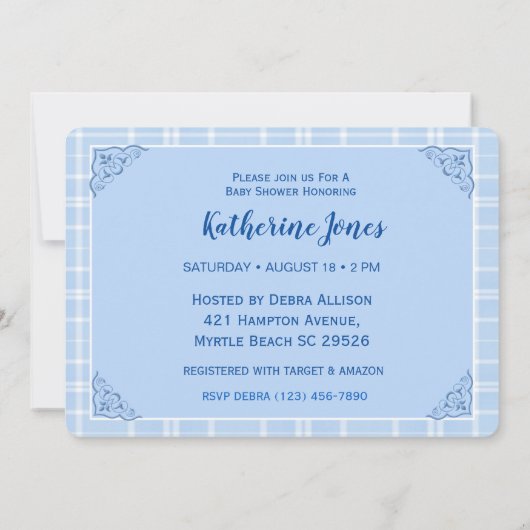 Blue Noah's Ark Baby shower Uitnodiging (Achterkant)