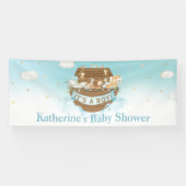 Blue Noah's Ark Boy Baby shower Birthday Baptism Spandoek (Horizontaal)