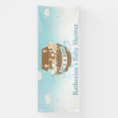 Blue Noah's Ark Boy Baby shower Birthday Baptism Spandoek (Verticaal)