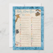 Blue Noah's Ark Naam Race Baby shower Games Kaart (Voorkant)