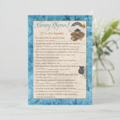 Blue Noah's Ark Nursery Rhyme Baby shower Spelletj Kaart (Staand voorkant)