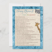 Blue Noah's Ark Nursery Rhyme Baby shower Spelletj Kaart (Achterkant)