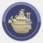 Blue Noah's Ark Ronde Sticker (Voorkant)
