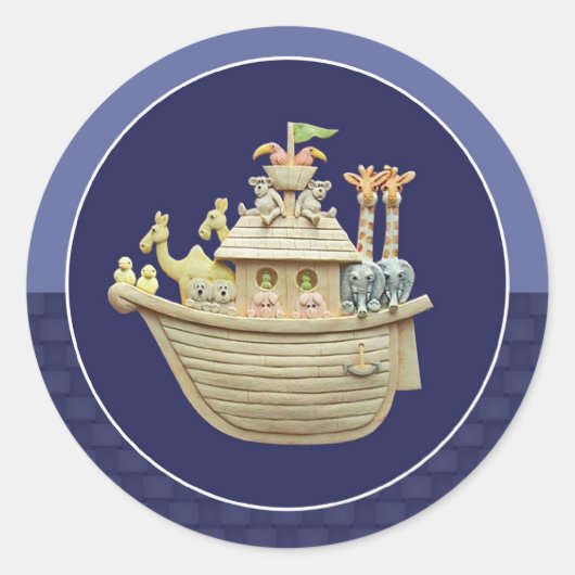 Blue Noah's Ark Ronde Sticker (Voorkant)