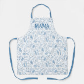 Blue Noodle Doodles Pasta Chef Adult Schort (Voorkant)