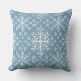 Blue Nordic Snowflake Pattern Wintervakantie Kussen