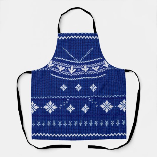 Blue Norwegian Knit, Apron Schort (Voorkant)