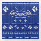 Blue Norwegian Knit, Glass Coaster,  Glazen Onderzetter (Voorkant)